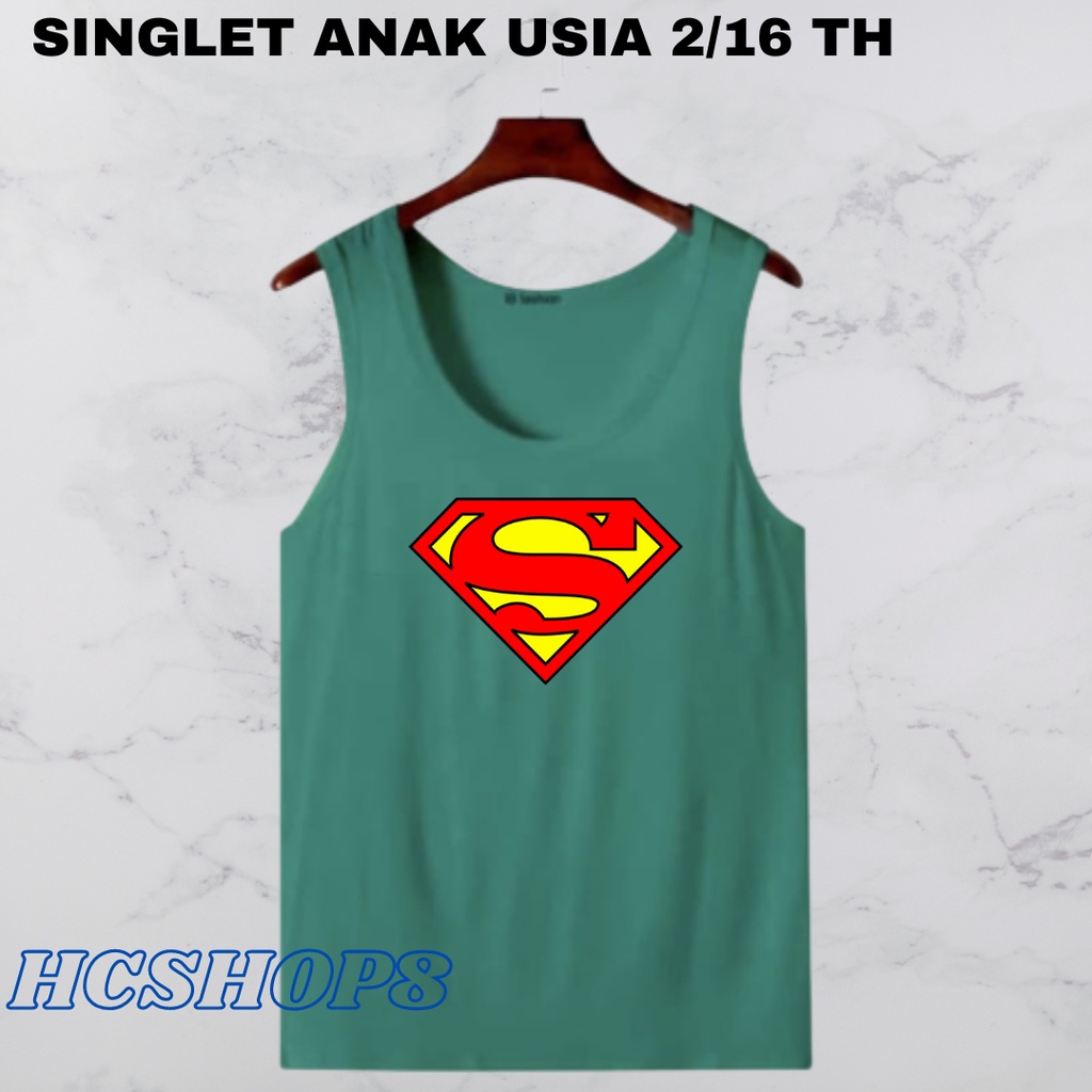 Singlet Anak Laki Laki Baju Anak Perempuan Superman Warna Usia 2-16 Tahun Cowok Cewek