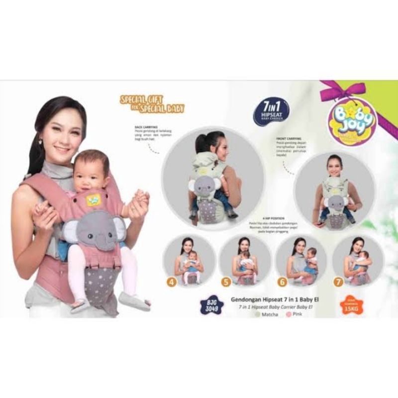 Gendongan Hipseat Baby Joy 7in1 Baby El/BJG3049