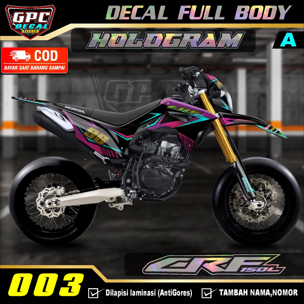 Decal Sticker Hologram Fullbody CRF 150 L - Decal Sticker Trail Stiker Supermoto Desain Minimalis GP