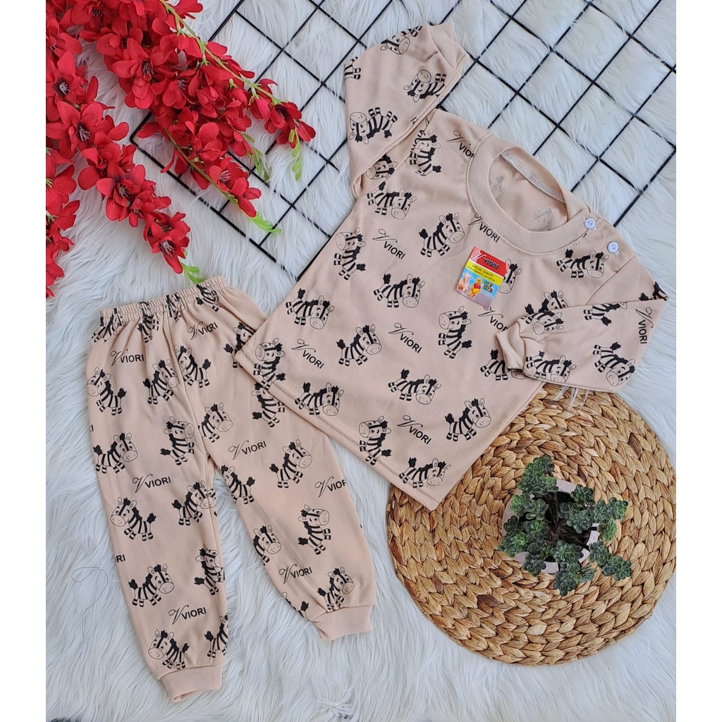 baju bayi lucu murah motif zebra fullprint dasar warna setelan 3-18 bulan