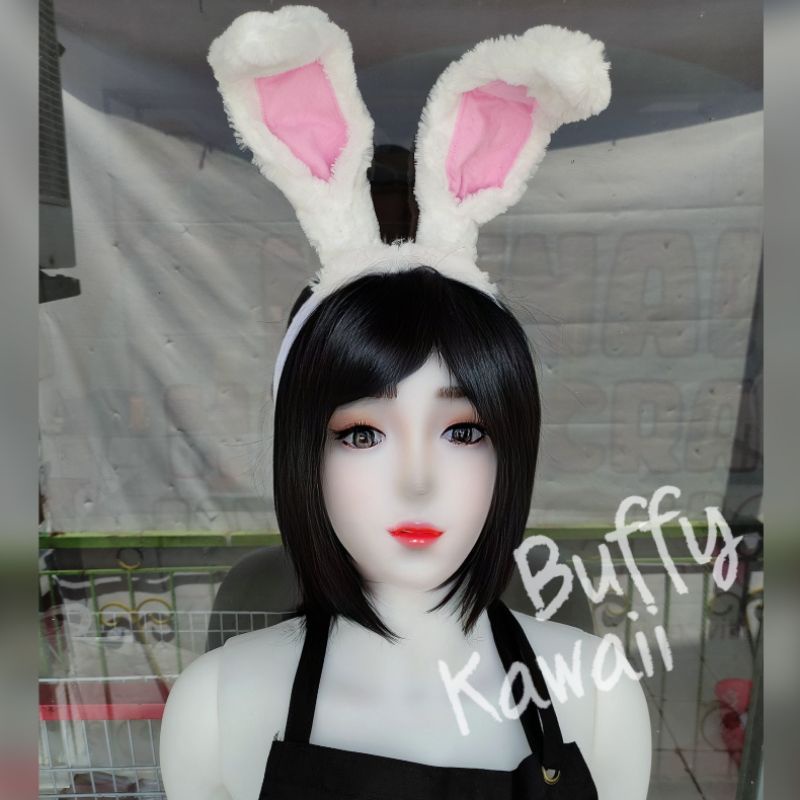 Bando kelinci Large furry fluffy usagi bunny headband cosplay anime game lilota fashion kpop