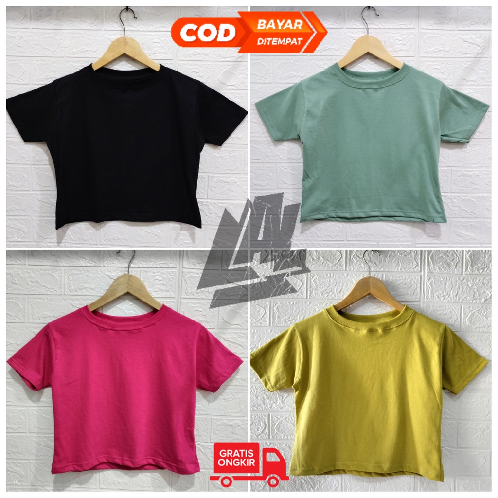 KAOS CROP TOP BASIC PRESS BODY COTTON COMBED 24S POLOS GAMBAR PRINTING DTF PENDEK WANITA CEWEK TERMURAH