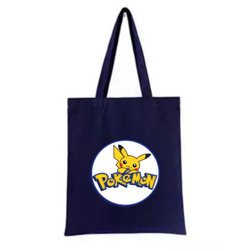 Tote Bag Totebag Kanvas Resleting Pokemon Pria Wanita Terbaru