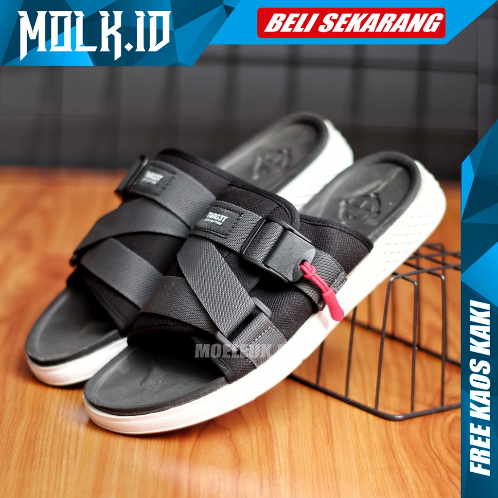 MOLK Sandal Slop Pria Kekinian Original Distro Sendal Slide Cowok Keren Simple Murah Trendy