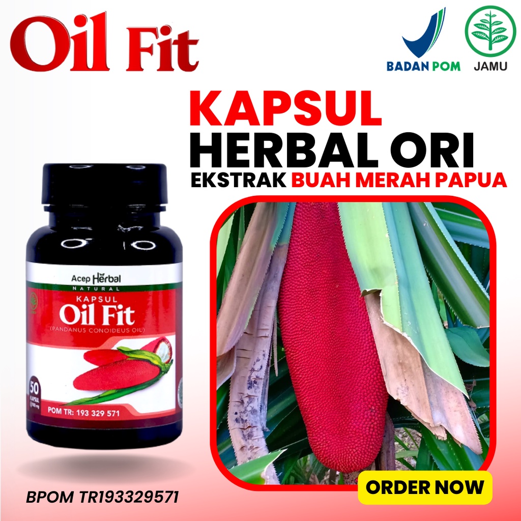 Oil Fit Kapsul Herbal Original Ekstrak Buah Merah Papua Untuk Mata Berlemak Obat Benjolan HIV AIDS H