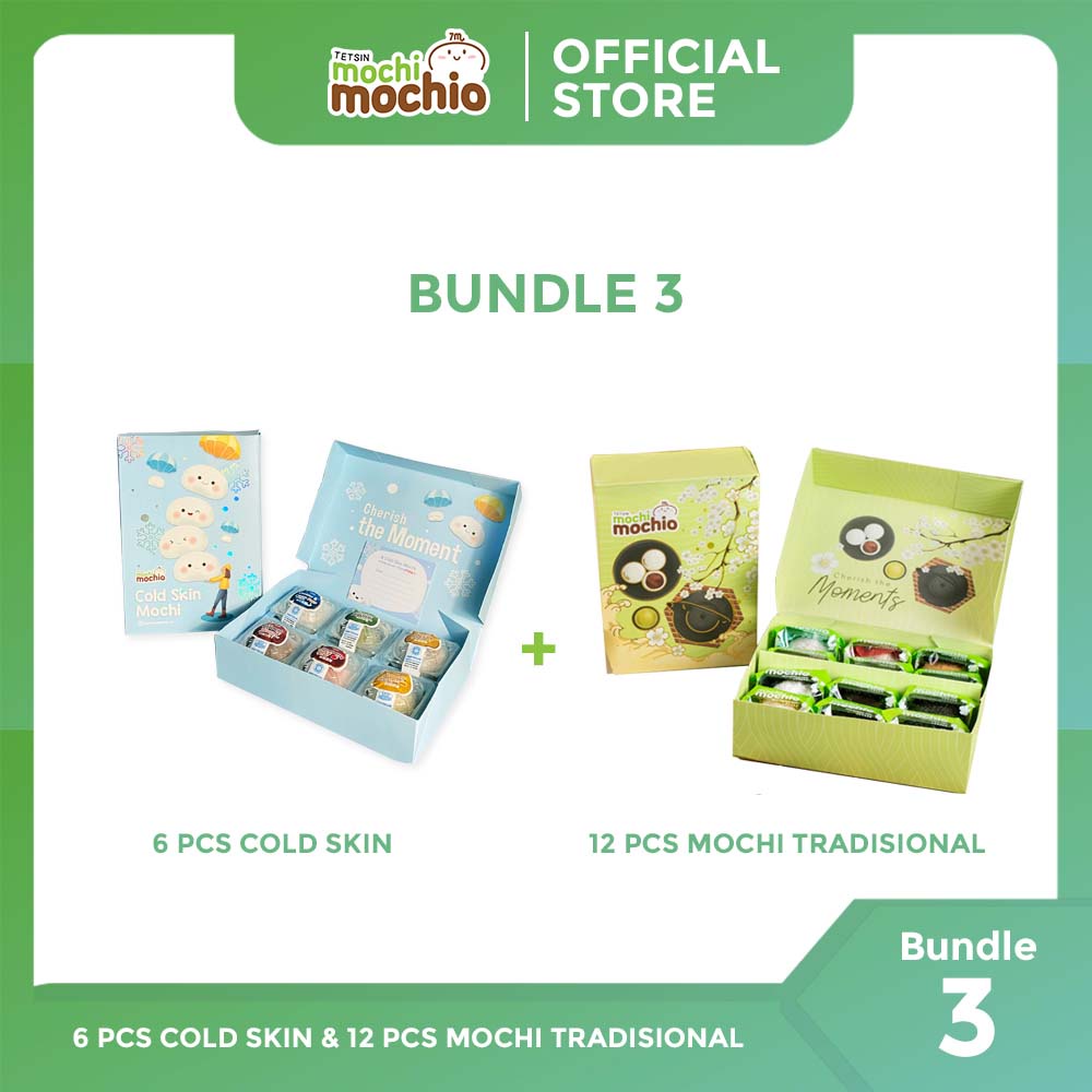 Tetsin Mochi Mochio - Mochi Traditional 12 pcs  & Cold Mochi 6 pcs