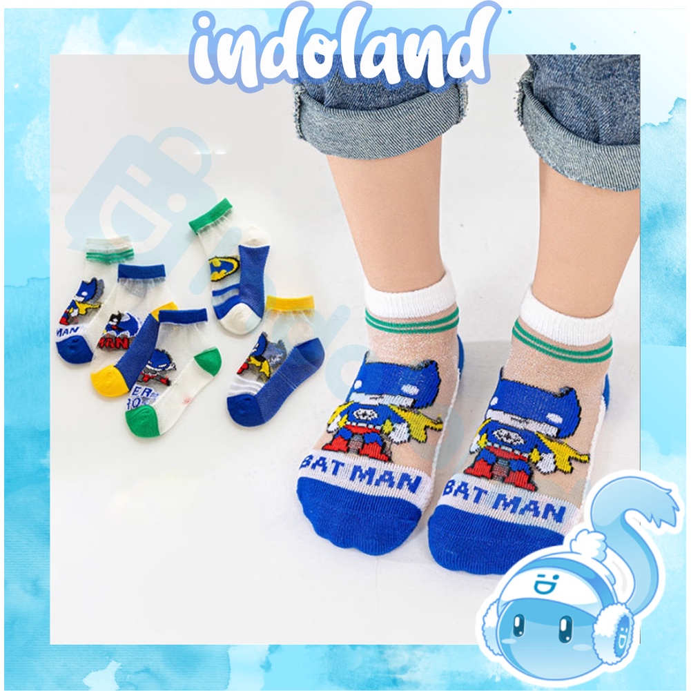 ☀INDOLAND☀ Kaos Kaki Anak Motif Batman Transparan Kaus Kaki Bayi Lucu kk048