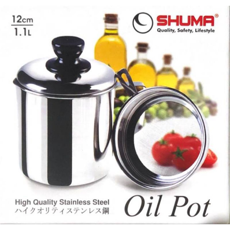 Shuma Oil Pot Stainless Steel Tempat Wadah Saringan Minyak Stainless