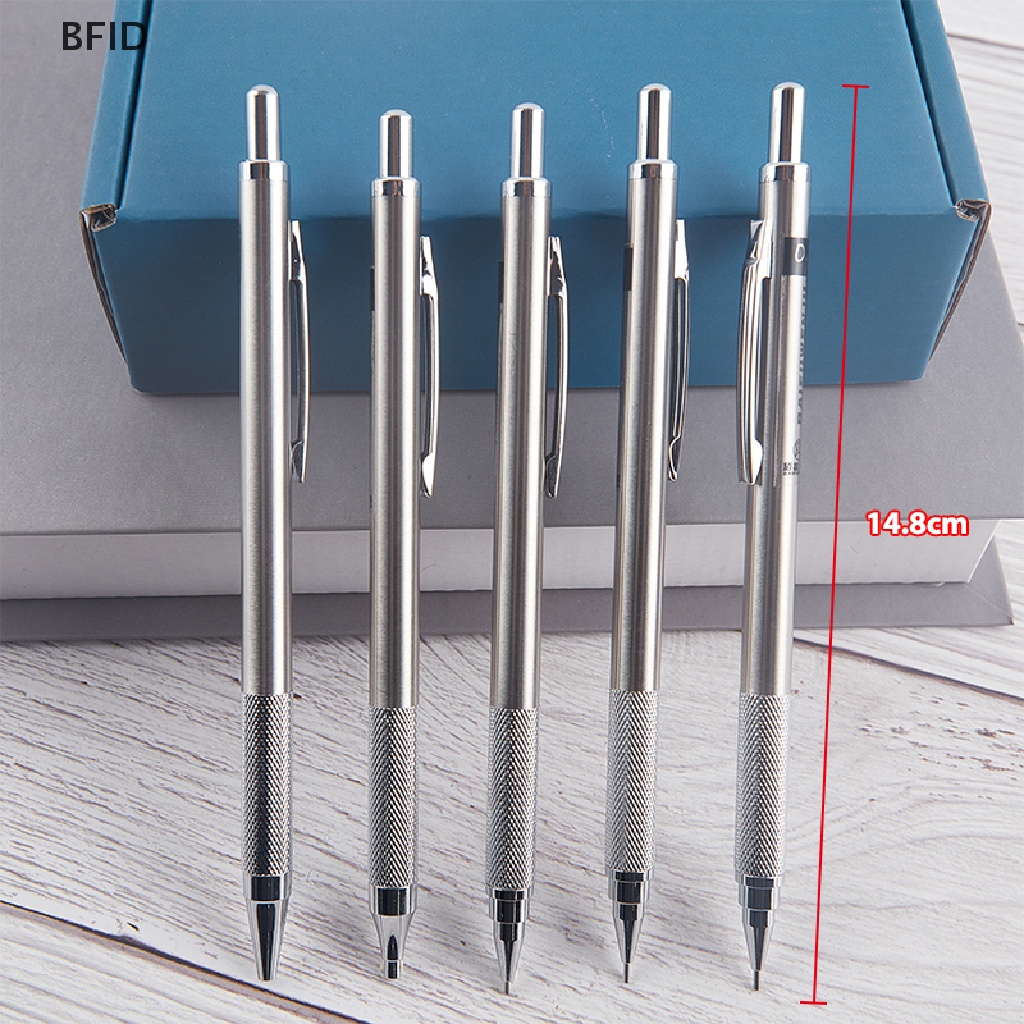 [BFID] Pensil Mekanik Bahan Metal 0.5/0.7/0.9/1.3/2.0mm Menggambar Pensil Otomatis Dengan Timbal [ID]