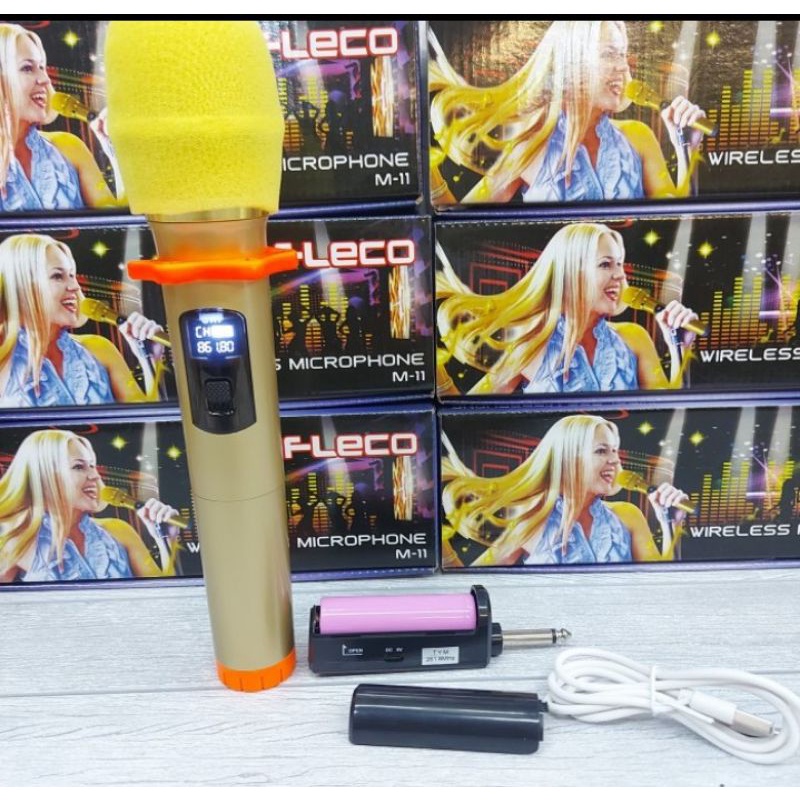 Mic Profesional Microphone Wireless Tanpa Kabel Merek Fleco type M11 - Free Busa /Sarung Mic | Microphone FLECO M-11 Mic wireless Mic Karaoke Single Tanpa Kabel | FMS