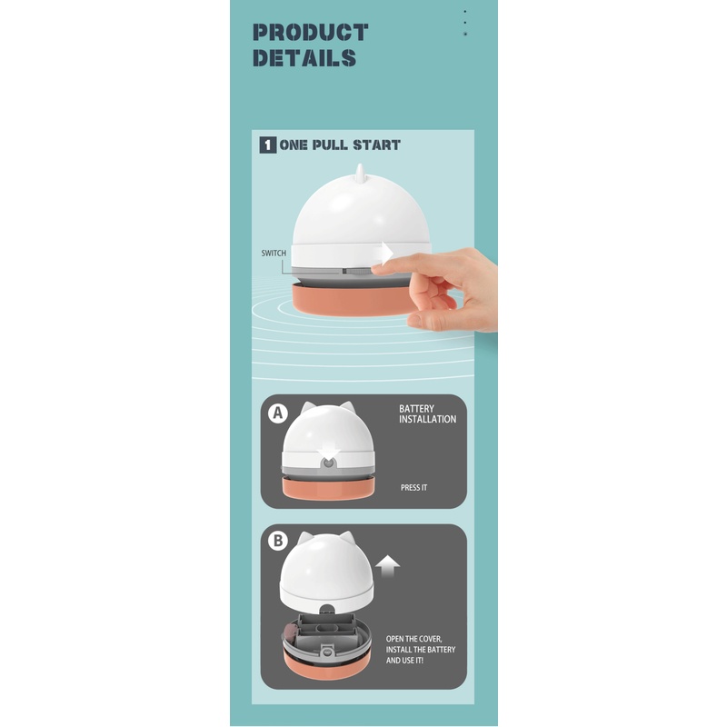 ღ Vakum Mini Portable Battery Cleaner Tabel Sweeper dengan Sikat Debu Penghapusan Alat Kopi Dust Collector untuk Rumah Kantor Desktop cleaning Hadiah Ulang Tahun