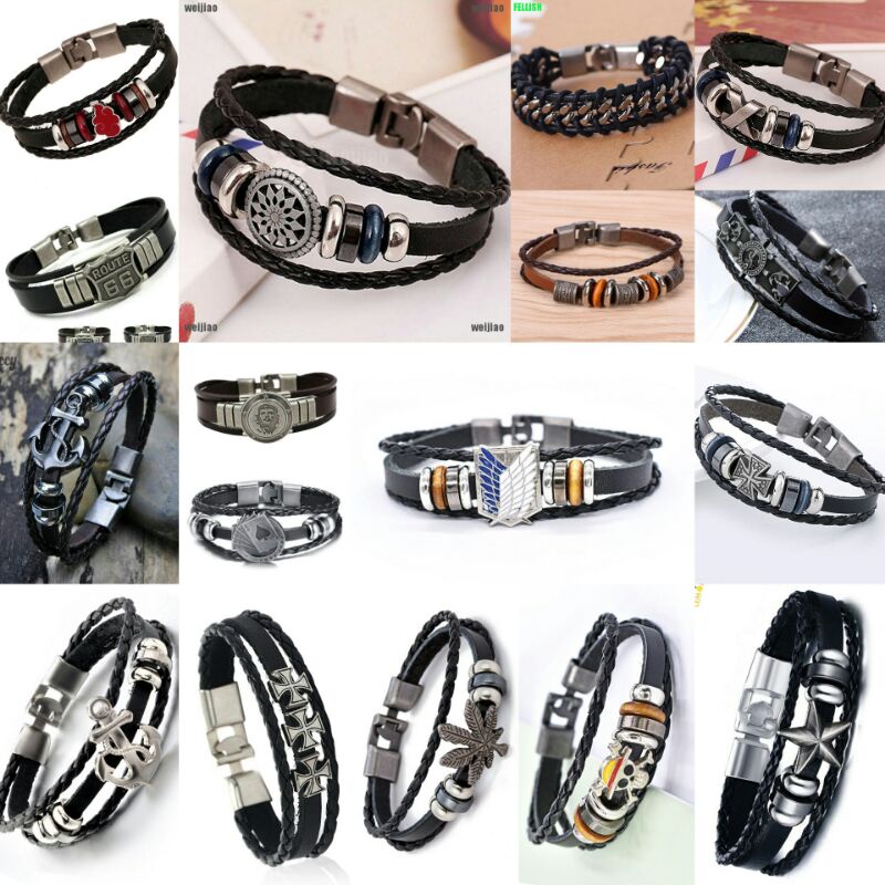 Gelang kulit punk pria wanita grunge style edisi kait