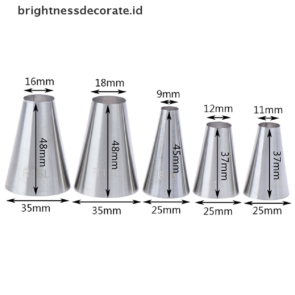 [Birth] 5pcs Tips Dekorasi Krim Kue Bulat Besar Piping Icing Nozzle Pastry Tools [ID]