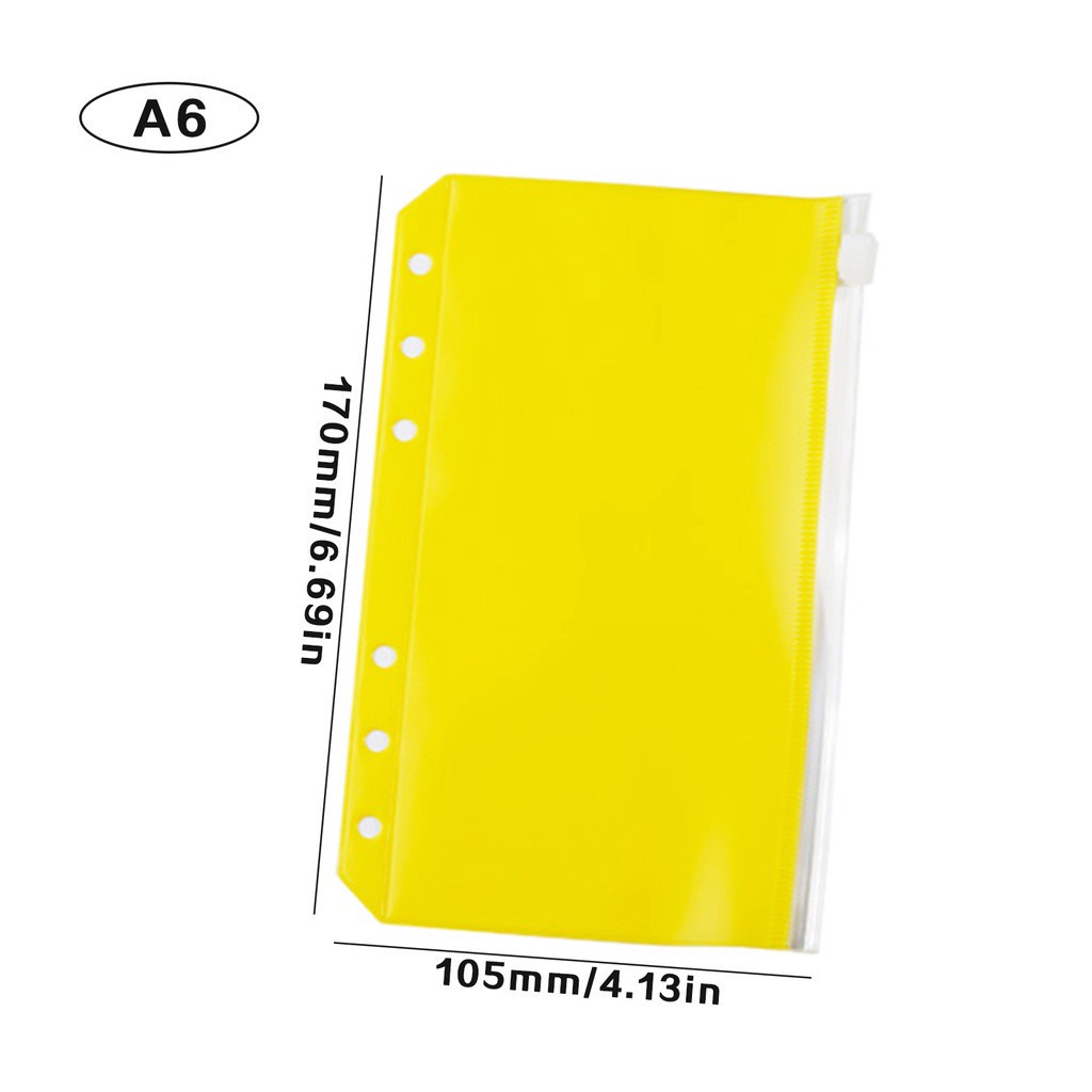 6/10pcs A6 Saku Zip Flipchart Binder Ritsleting Tas 6-cincin Lepas Tas PVC Folder Warna Persediaan Kantor Kantong Tahan Air