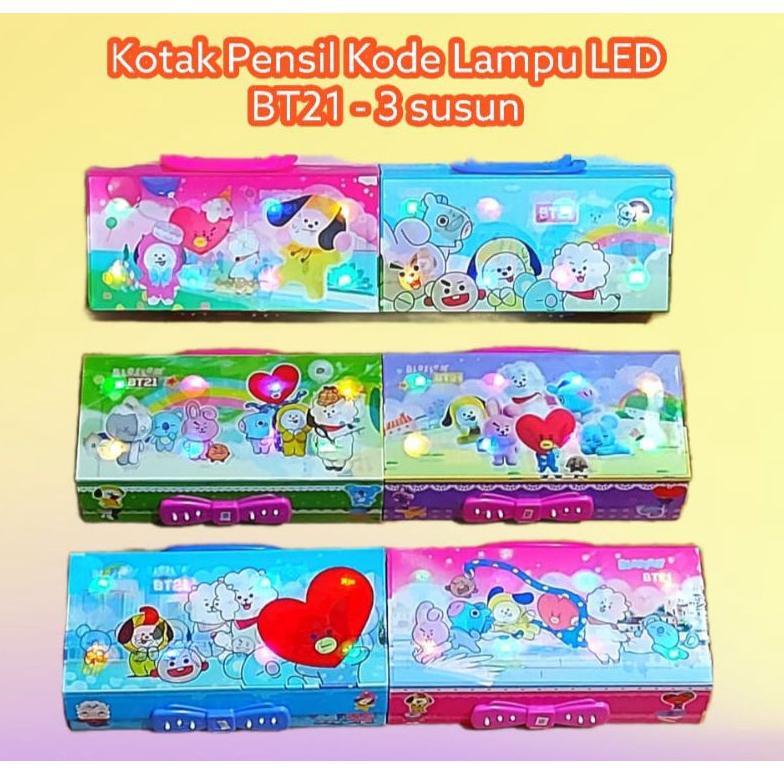 

Best Product Kotak Pensil Kode Lampu BTS BT21 LED DISCO 3 susun Ready ♪