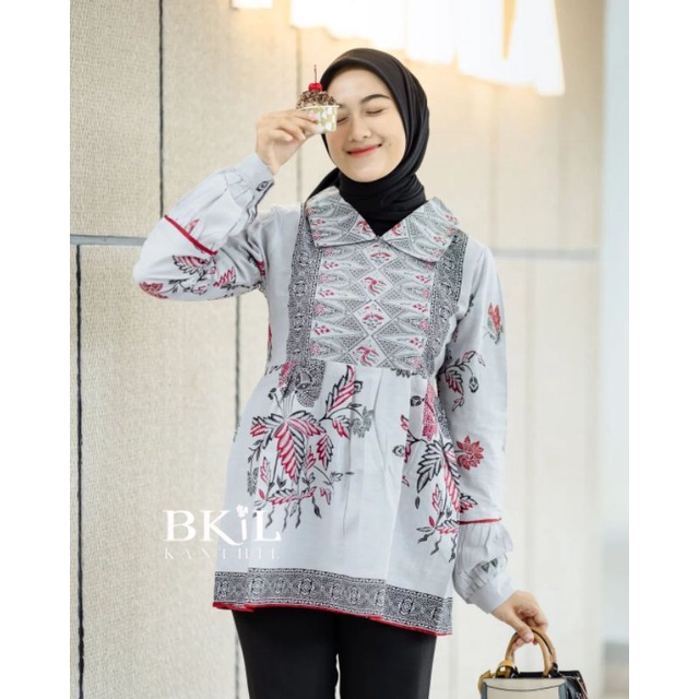 ADIBA BLOUSE BATIK WANITA/ ATASAN BATIK WANITA LENGAN PANJANG/ BLOUSE BATIK WANITA KANTORAN/ BAJU BA