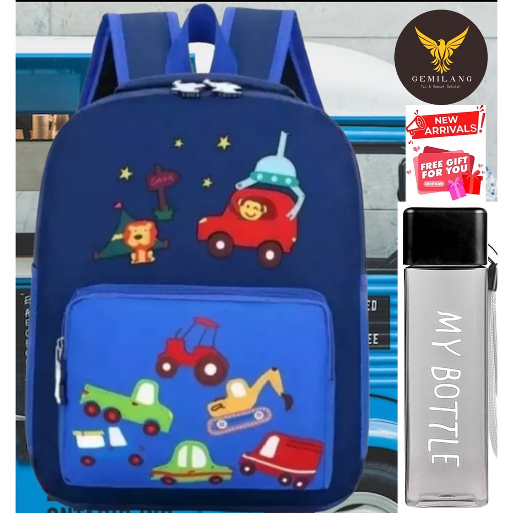 GEMILANG [TURUN HARGA] Tas ransel terbaru anak sekolah Tas ransel motif mini car Tas ransel kecil ko
