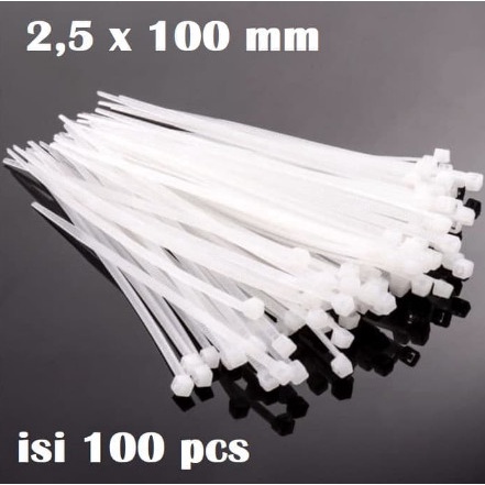 KABEL TIES isi 100pcs / TALI SEGEL PLASTIK 2,5 X 100MM / TALI TIES KEMASAN MAKANAN ISI 100 PCS
