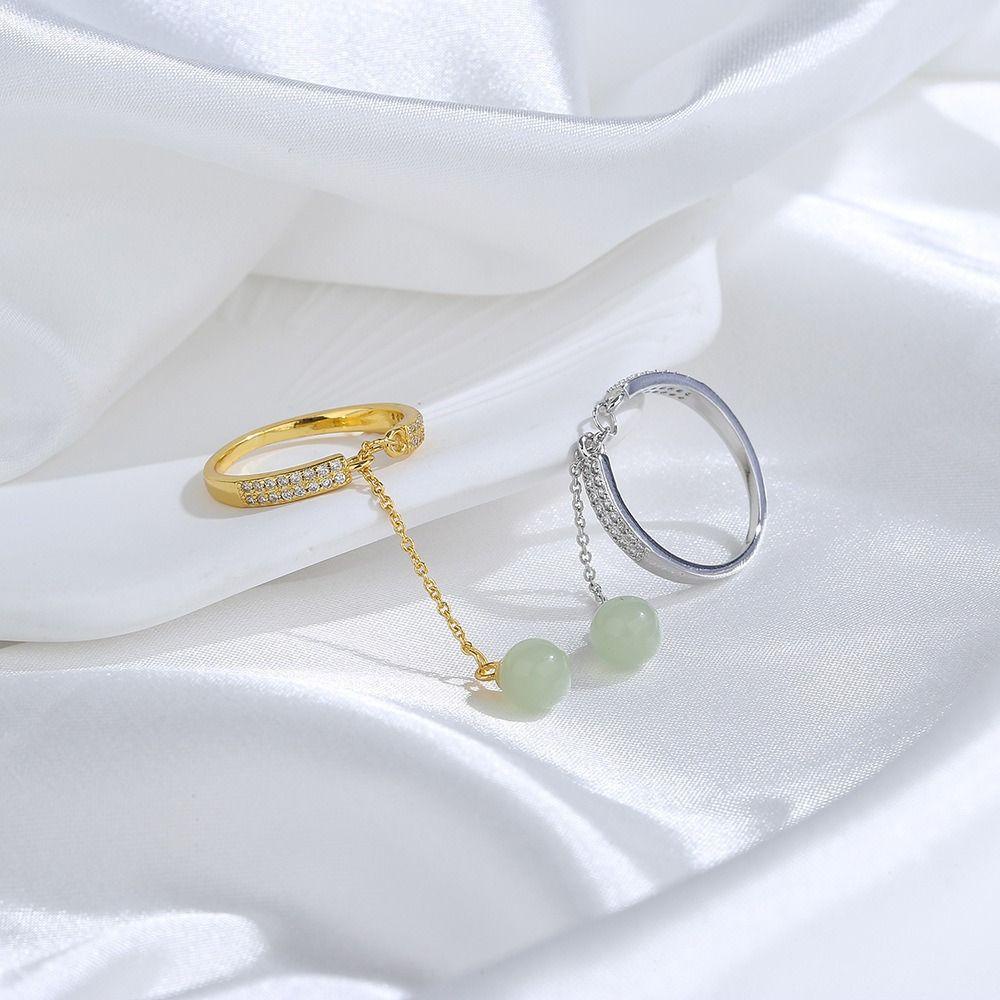 Mxbeauty Vintage Wanita Cincin Adjustable Chic Simple Niche Desain Rumbai Gadis Hadiah Zirkon Manis Gaya Cina Ring