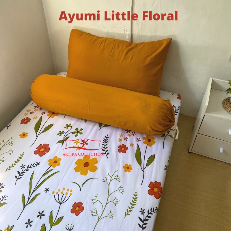 Sprei Estetik Two Tone Ayumi Little Floral Polos Bahan Polymicro 90x200 100x200 120x200 160x200 180x200