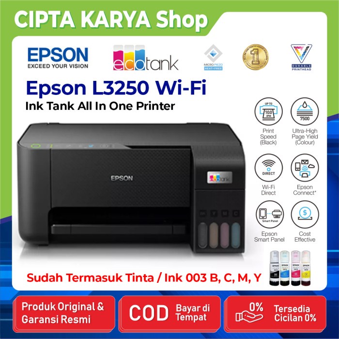 TERBARU JUAL PRINTER EPSON L3150 EcoTank Wifi Printer ALL IN ONE RESMI MURAH - Hitam