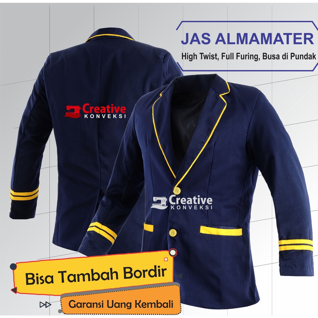 (BISA COD) Jas sekolah warna navy BISA TAMBAH BORDIR / Full Puring / Jas Mahasiswa / Jas Almamater, Jas Osis, Jas Sekolah SMP Jas Almamater, Jas Osis, Jas Sekolah SMP