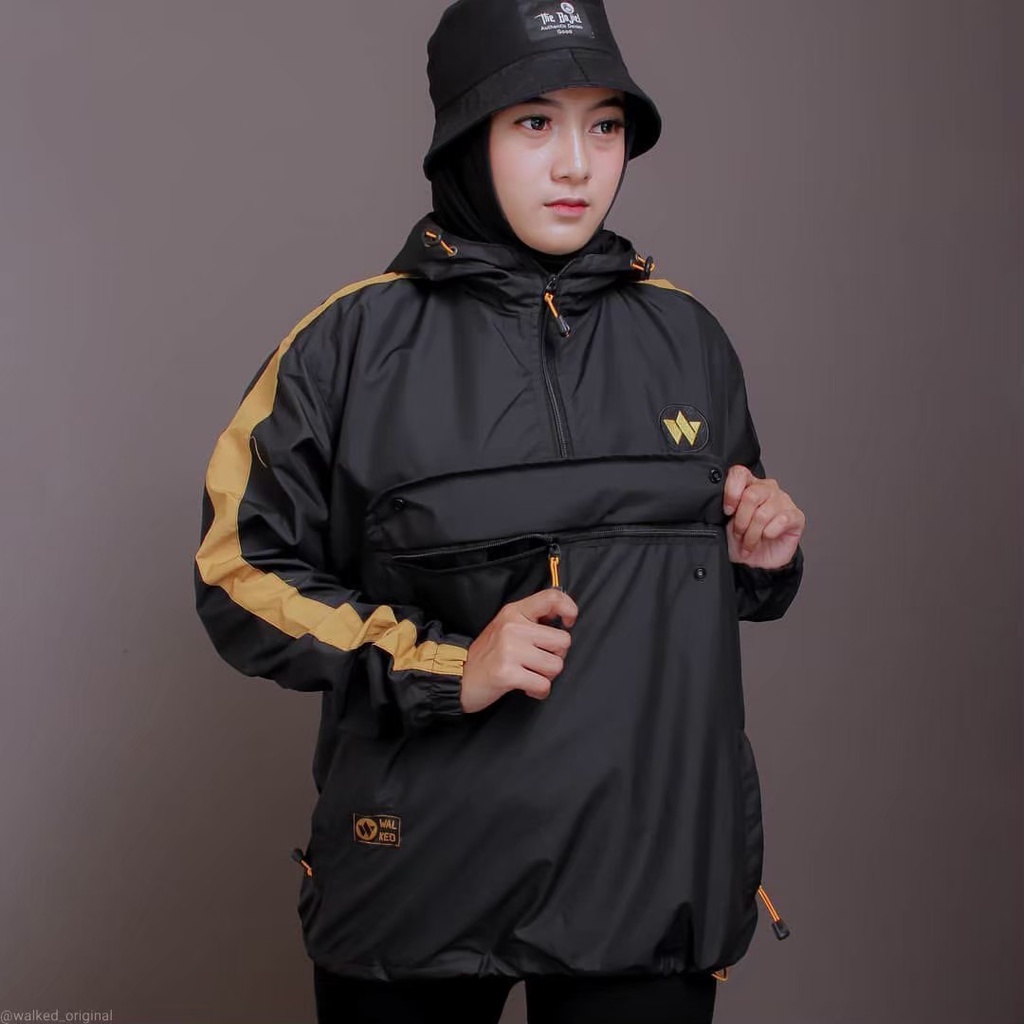 Jaket Cagoule Waterfroop Wanita-Pria Bordir Walked Premium