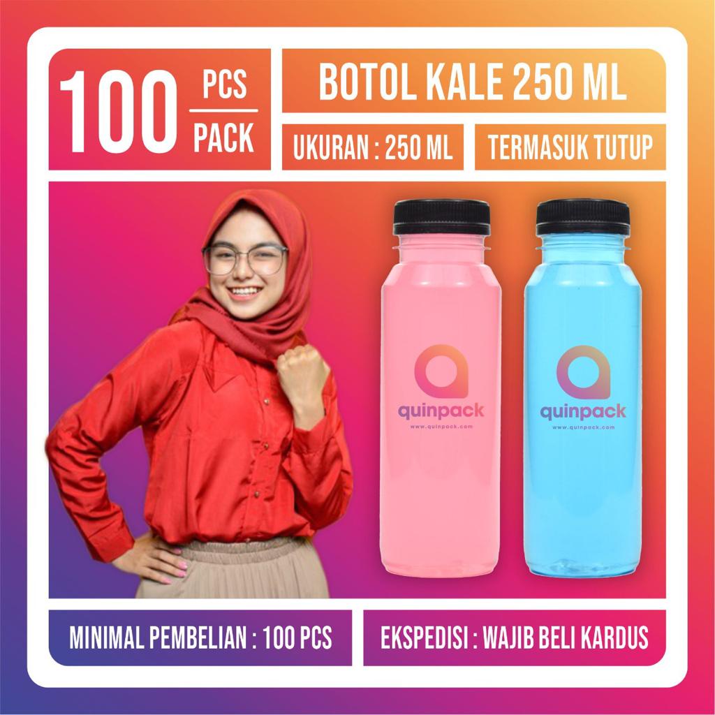 Botol Kale Kick 250ml/Botol Plastik Ekonomis/Botol Kale Kotak 250ml/Tutup Lebar