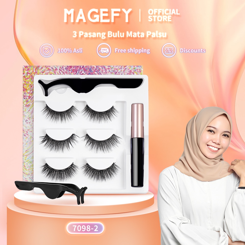 MAGEFY Eyelash Magnetic Eyeliner 3D Natural Hair Bulu Mata Palsu Magnetik Bulu Mata Magnet 7098