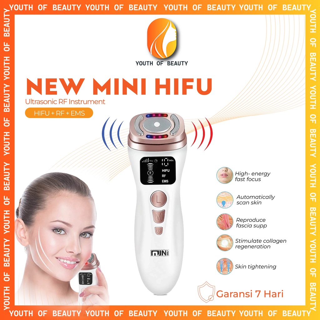Perawatan Kecantikan Wajah New Mini Hifu 3in1 RF EMS Anti Aging Tirus Menyamarkan Kerutan Kantung Ma