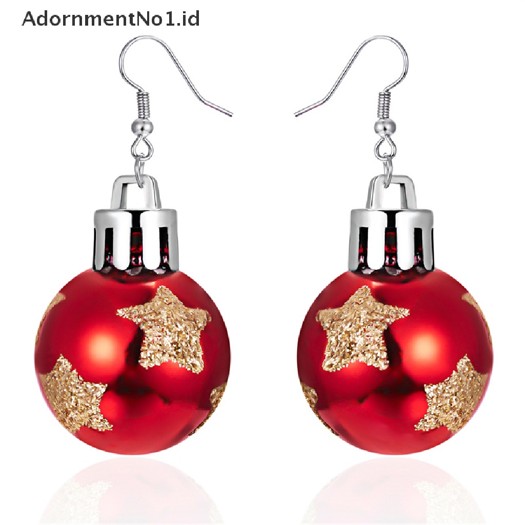 [AdornmentNo1] Vintage Fashion Warna Hijau Merah Bintang Bola Anting Natal Wanita Resin Earring Perhiasan Hadiah [ID]