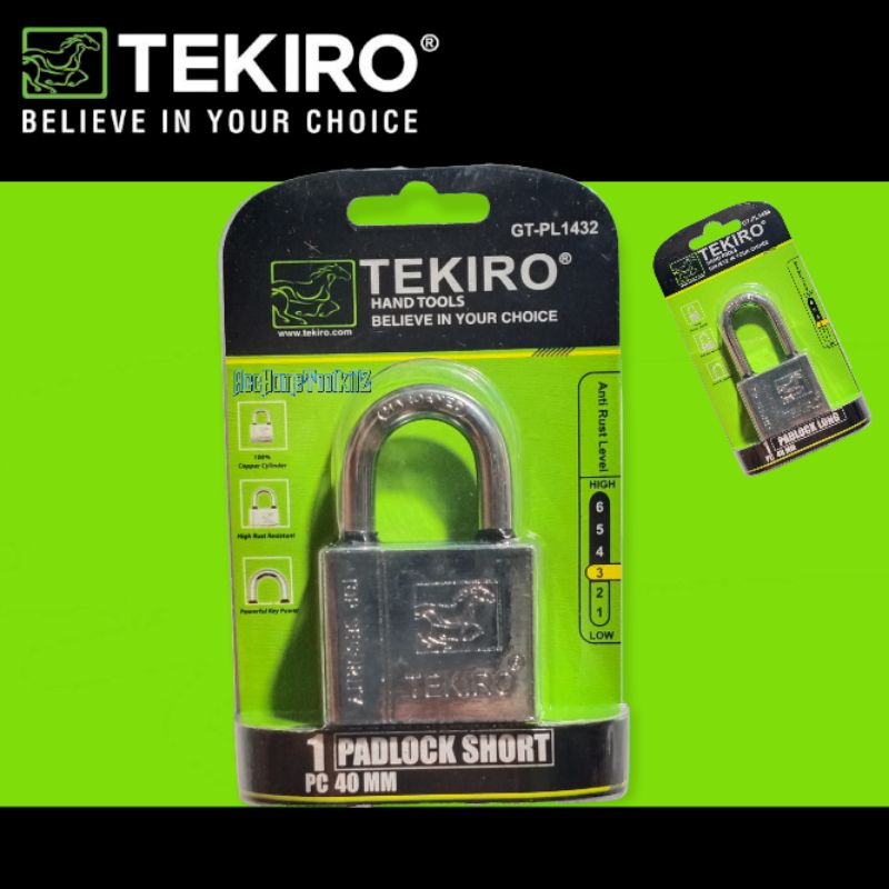 TEKIRO Gembok Putih 40 50 60 70 Leher Pendek Panjang Padlock  Kunci Pagar Sepeda Motor Mobil Pintu Kuat Anti Maling Anti Rust