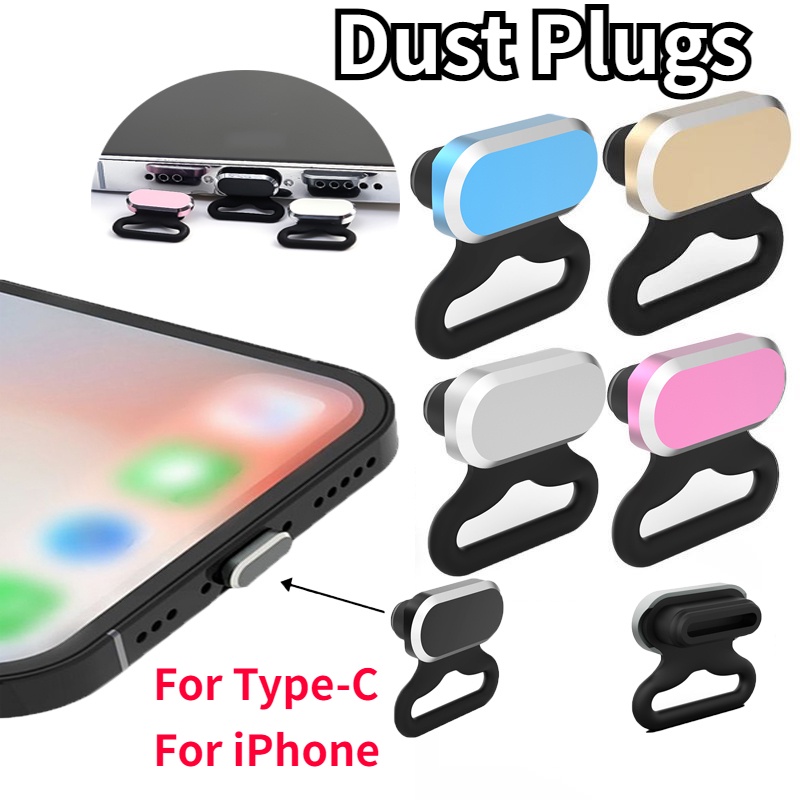 Colokan Anti-drop Ponsel Port Pengisian Aksesori Anti-Noda Tipe-C Paduan Debu Plug Reusable Silicone Plug Kompatibel Untuk IPhone, Konektor Tipe-C