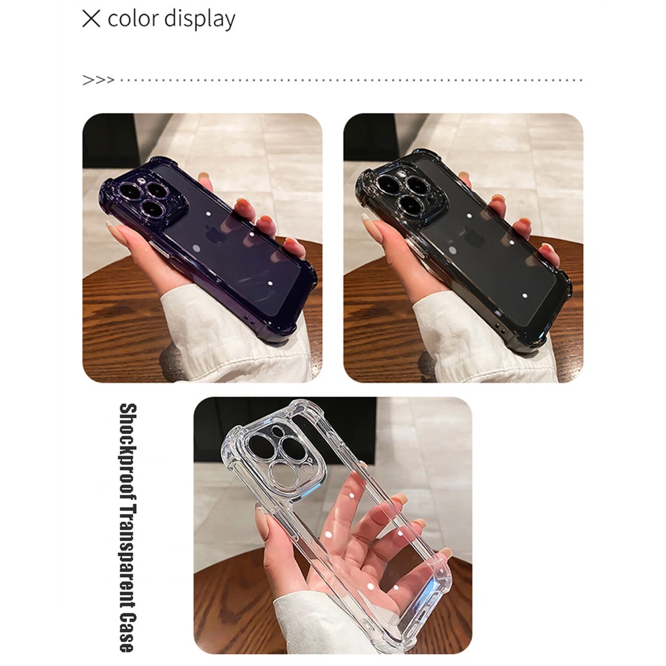 IPHONE Casing Ponsel Tahan Guncangan Transparan Mewah Untuk Iphone14 13 12 11 Pro Max Plus XS Max X XR Silikon Hard back Cover