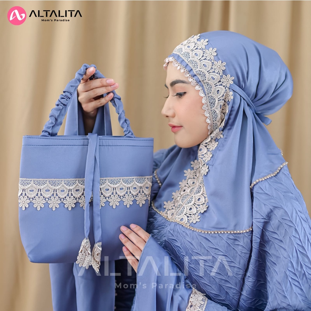 Altalita - Mukenah Taleetha Dewasa Jumbo Renda Mewah Sutra Velvet Polos Adem Tebal Premium