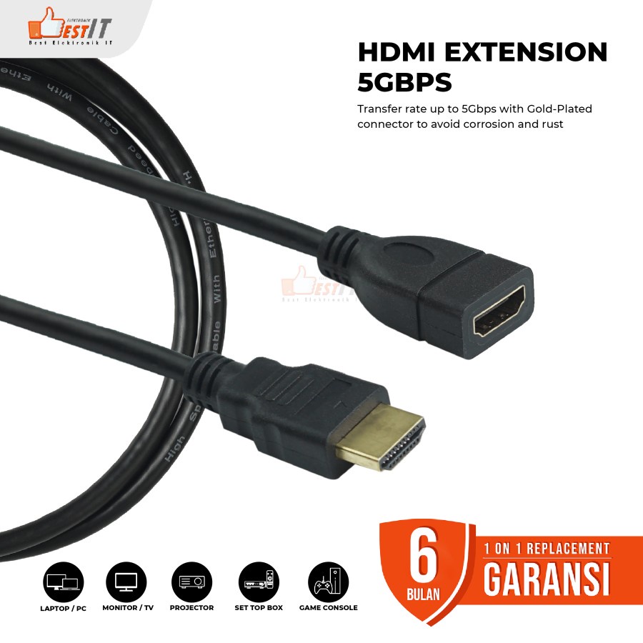 Kabel Extension Perpanjangan HDMI Gold Plated Male to Female M-Tech