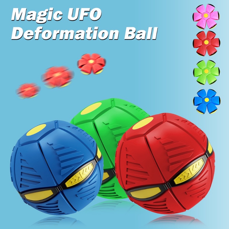 Flying Saucer Ball Magic Deformation UFO Flying Toys Sucker Sticky Ball Dengan Lampu LED Dekompresi Anak Mainan Menyenangkan Luar Ruangan Untuk Anak Laki-Laki Perempuan