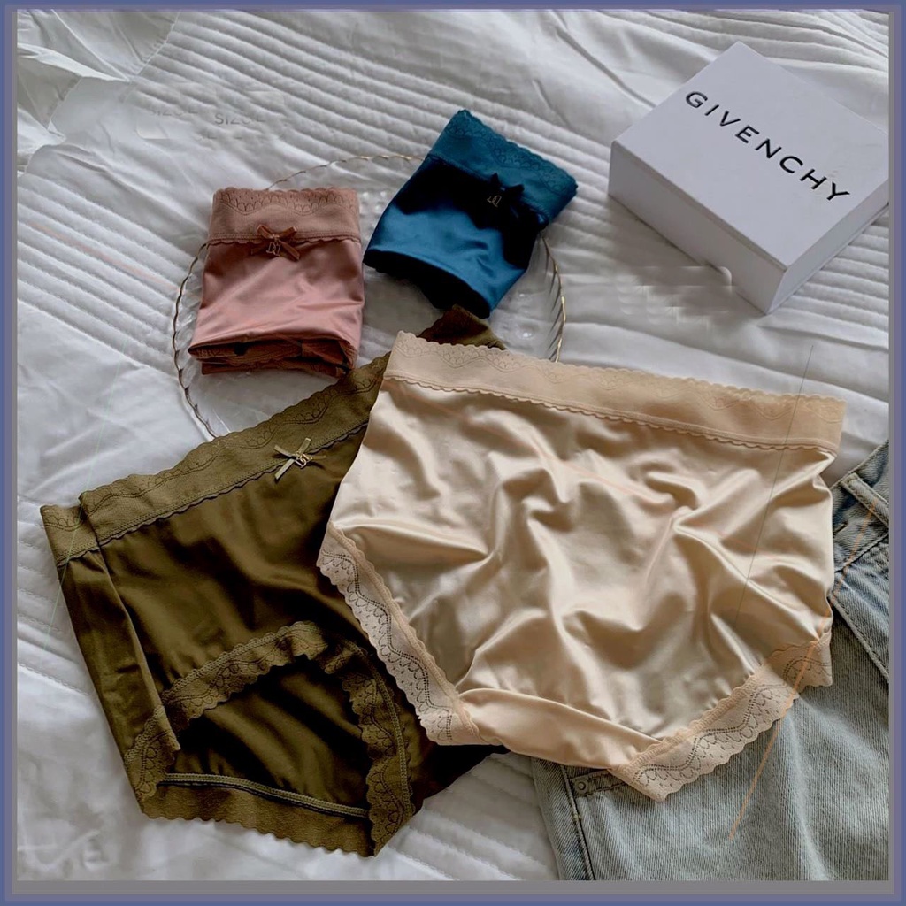 Online Fashion Celana Dalam Sexy Mid Waist Sutera es halus Celana Dalam Wanita C257