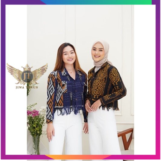 ATASAN ALIFIA TOP TENUN  BLUS KANTOR ATASAN ETNIK KEKINIAN || OUTER TENUN WANITA || OUTER TENUN || A