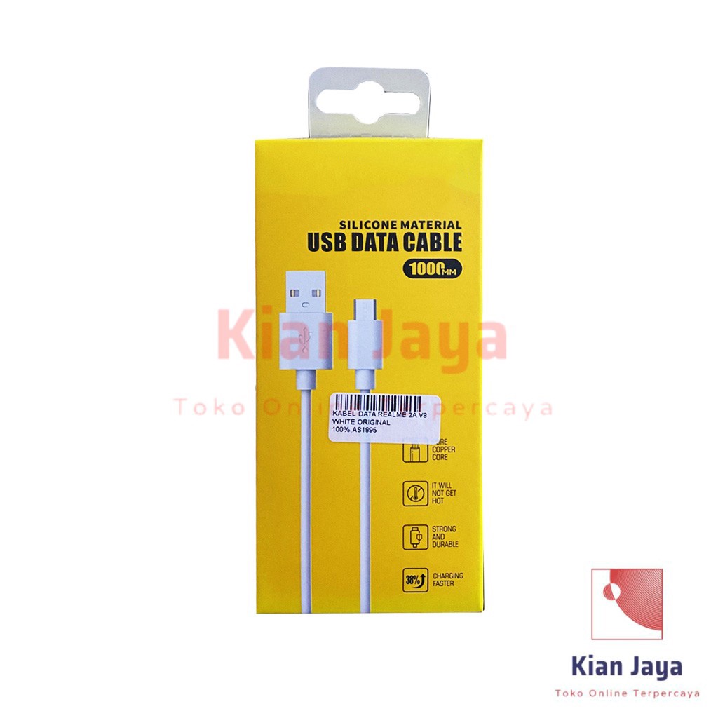 [Garansi 100% Ori] Kabel Data Realme 2A Super VOOC Micro USB V8 USB Type-C Type Tipe C Cable Charge Charging &amp; Sync Data Hp Original