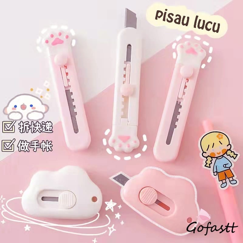 (C0D) Cutter mini cutter portable pisau cutter pemotong kertas mini awan cutter paws