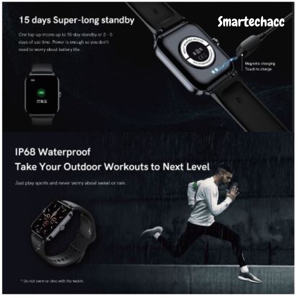 QCY Smart Watch GTC 1.85&quot; TFT Display Heart Rate SpO2 Sports Mode IP68 |Waterproof, GPS, Sleep Monitor|