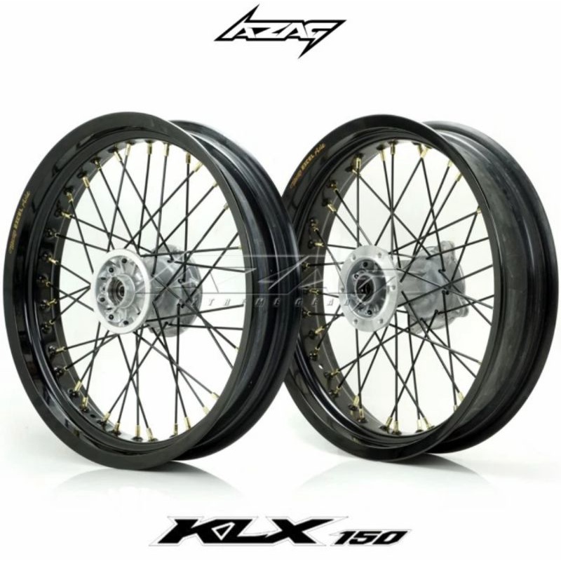 VELG SET KLX140/KLX150/DTRACKER/BF RING EXCEL TAKASAGO 17/300-17/350 TROMOL ORIGINAL KAWASAKI