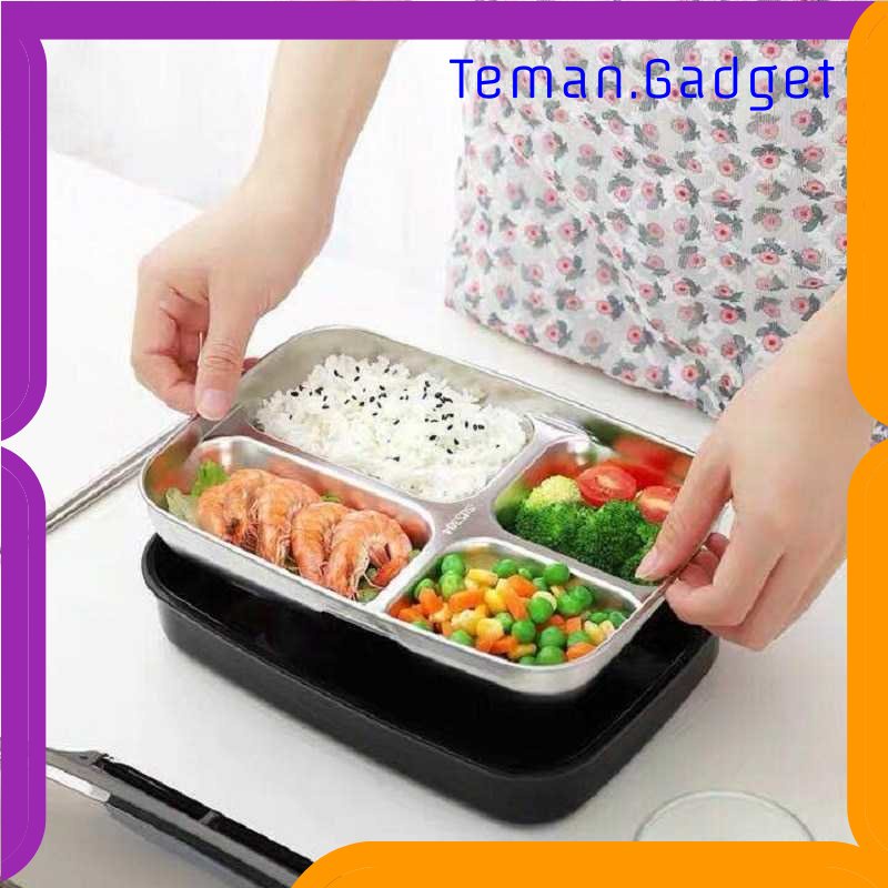 TG - DPR UPORS Kotak Makan Lunch Box 4 Grid 1000ml with Spoon&amp;Chopstick - LB0919