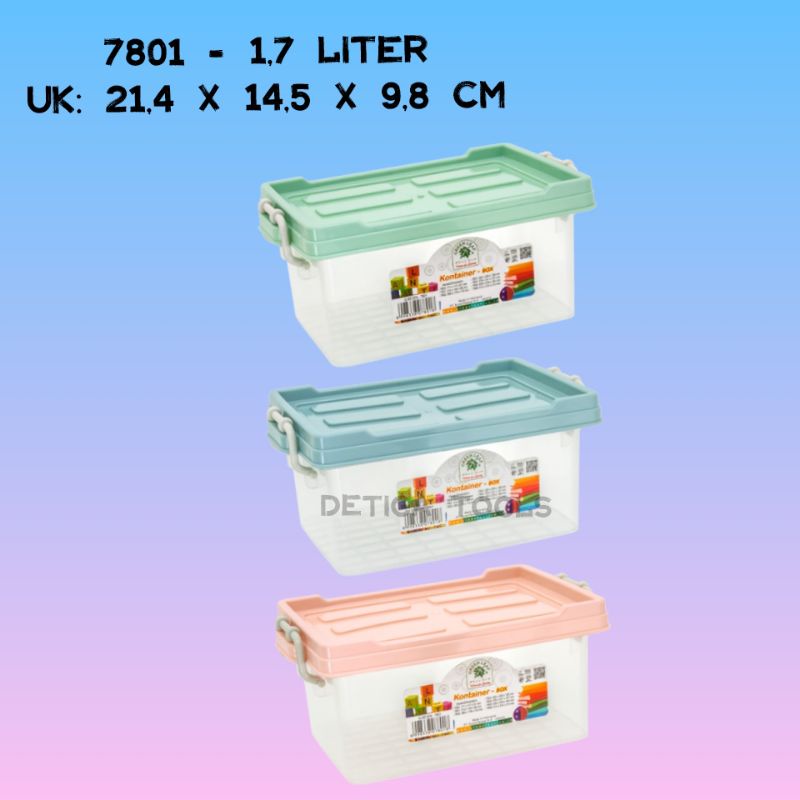 GREEN LEAF 7801 / Container Box alat perkakas / Box Storage Serbaguna 1,7Ltr
