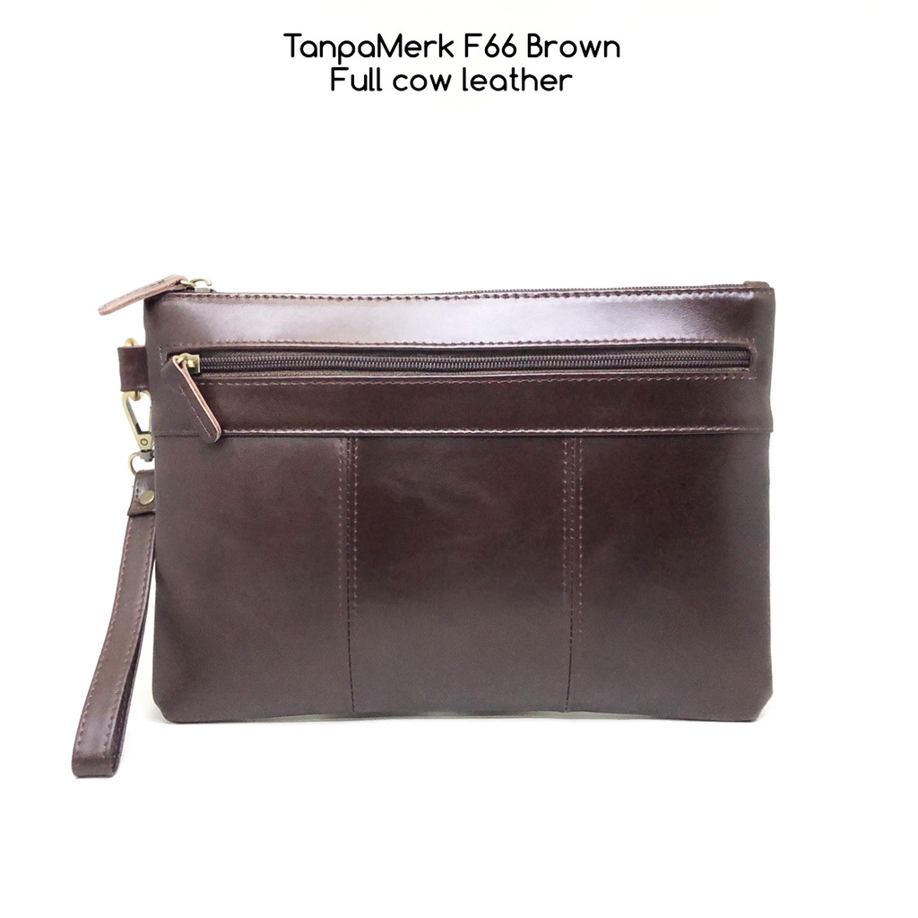 clutch pria TanpaMerk F66 brown original kulit sapi asli