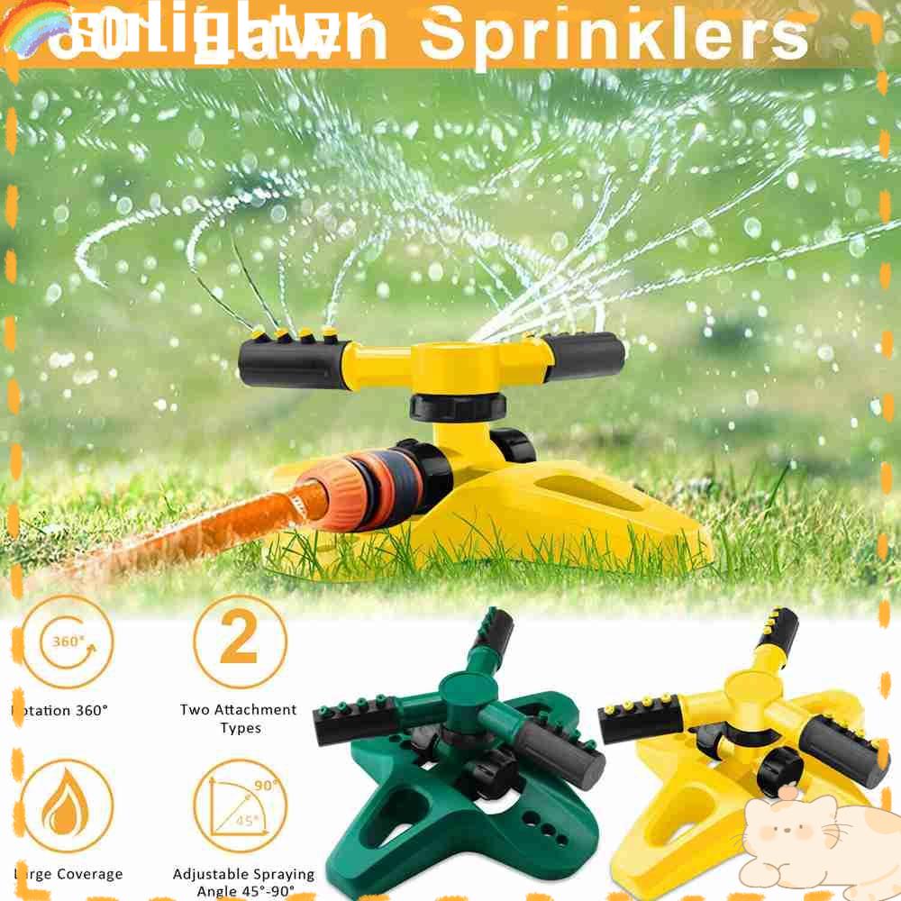 Solighter Sprinkler Taman Perlengkapan Berkebun 360putar Selang Cakupan Area Besar Rumput