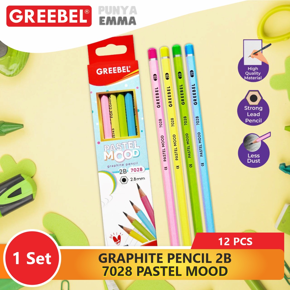 

GREEBEL GRAPHITE PENCIL 2B 7028 PASTEL MOOD 12 PCS