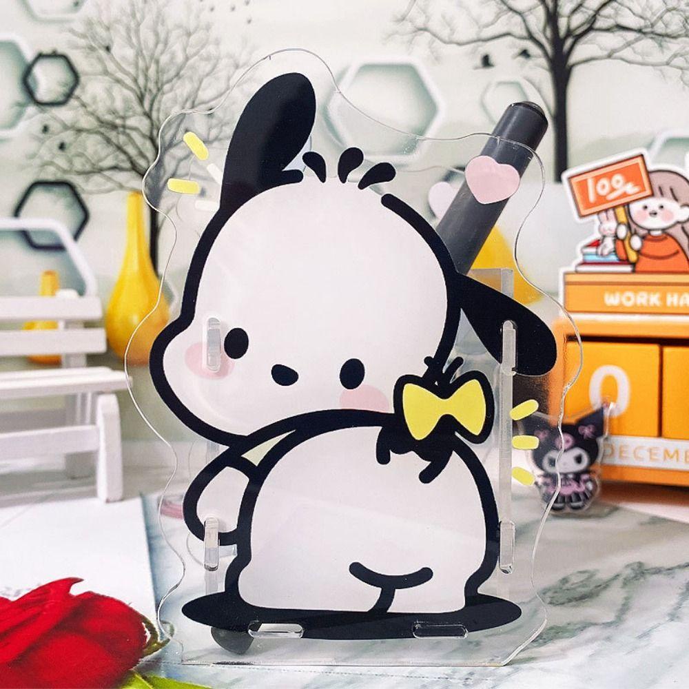 【 ELEGANT 】 Tempat Pensil INS Gaya Bahan Akrilik Kuromi My Melody Cinnamoroll Transparan Perlengkapan Kantor Sekolah Kapasitas Besar Desktop Storage Box