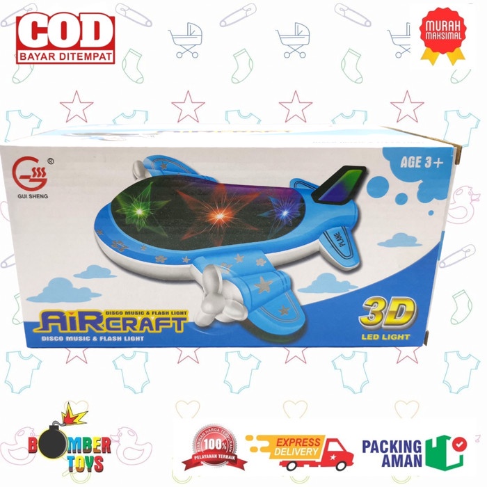 MAINAN ANAK PESAWAT AIR CRAFT DISCO MUSIC LUCU 3D LAMPU MUSIK DISCO